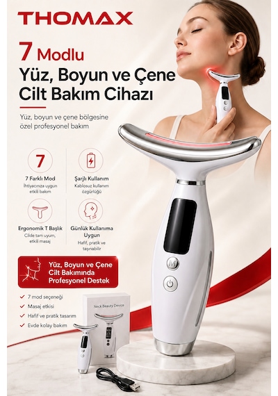 Yüz Boyun Ve Çene Ems Güzellik Cihazı Gıdık Sarkma Kırışıklık Bakım Cihazı 7 Mod