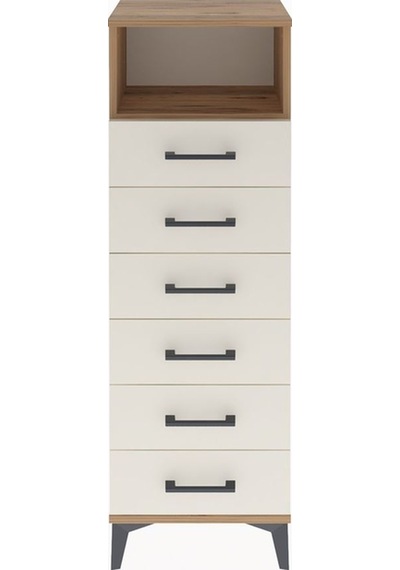 Arges Dolap Tek Raflı 6 Çekmeceli 44x30x134 Çam-aytaşı Çam