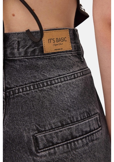 it's basic Kadın Koyu Füme 2s6-1 Skater Midi Boy Bermuda Denim Şort Çok Renkli