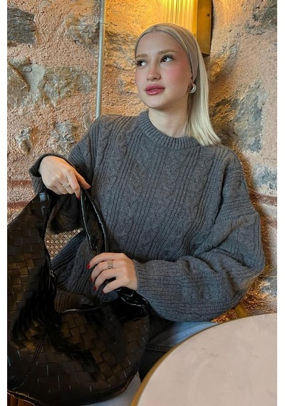 Madmext Antrasit Bisiklet Yaka Örme Triko Kazak Mg2009-antrasit Antrasit