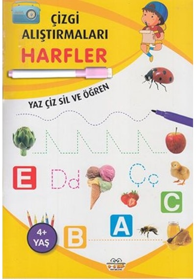 Çizgi Alıştırmaları Harfler Yaz-Çiz-Sil ve Öğren Kalem Hediyeli