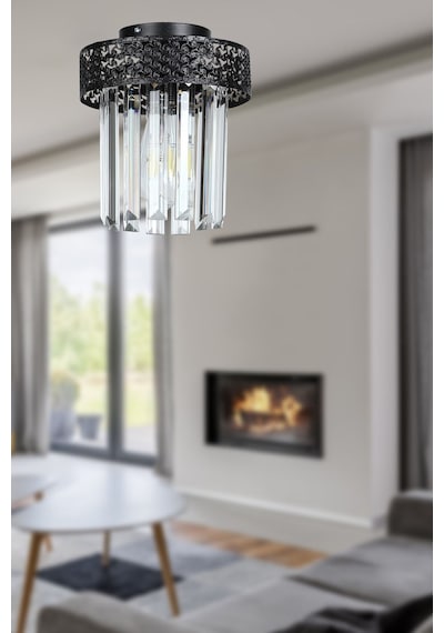 Begüsa Sitrus Tekli Siyah Lux Kristal Taşlı Tavan Montaj Avize