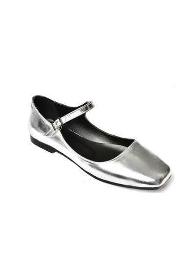Fox Shoes S726252508 Gümüş Rugan Kadın Babet Gümüş