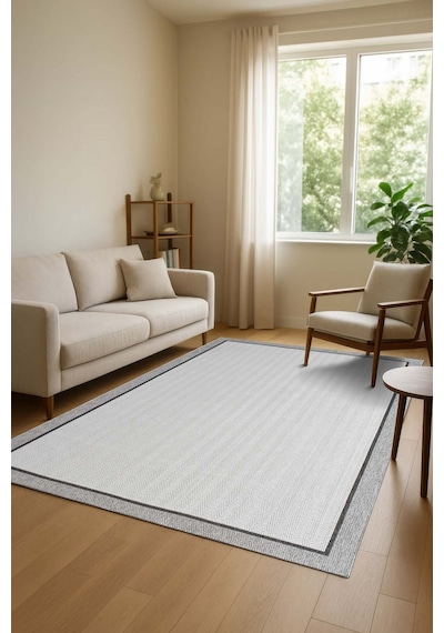 Venüs Sisal Antrasit Modern Dokuma Kilim Hasır Halı 513beyaz - Gri