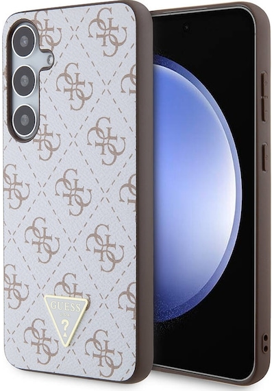 Galaxy S24 Plus Uyumlu Kılıf Guess Lisanslı Pu Üçgen Logo 4g Desenli Kapak Siyah