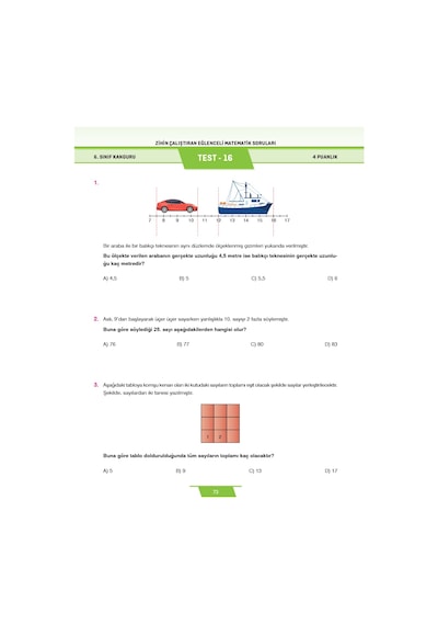 6. Sınıf Zihin Çalıştıran Eğlenceli Kanguru Matematik Soruları
