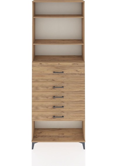Arges Dolap 3 Raflı 5 Çekmeceli 88x30x243 Çam-çam Atlas Çam