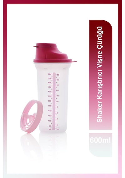 Shaker Karıştırıcı 600 Ml Vişne Çürüğü Sızdırmaz Sporcu İçecek Şişesi No Color