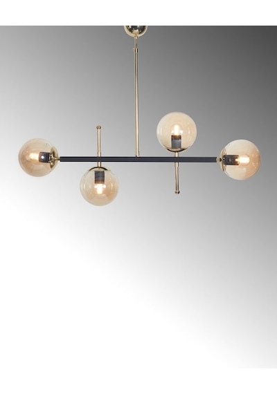 Luzarana Optik 4 Lü Gold-Siyah Metal Gövde Bal Rengi Camlı Tasarım Lü... (483743288) Çok Renkli