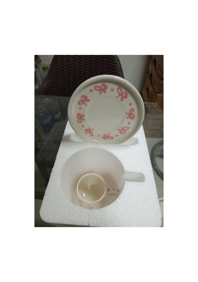 2 Li Fiyong Desen Türk Kahve Fincanı Pembe Pembe