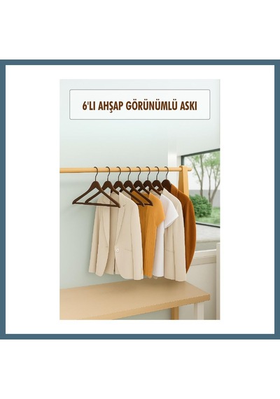 Agc Uygun Sepet 6 Lı Ahşap Görünümlü Askı Kahve 44 Cm Agc Çok Renkli