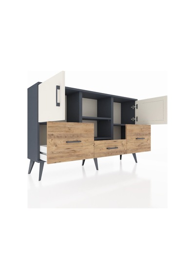 Arges Konsol 4 Raflı 3 Çekmeceli 3 Kapaklı 132x30x83 Antrasit-aytaşı/çam Aytaşı/çam Arges Konsol 4 Raflı 3 Çekmeceli 3 Kapaklı 132x30x83 Antrasit-aytaşı/çam Aytaşı/çam