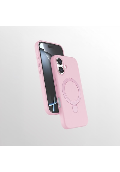 Apple Uyumlu iPhone 17 Kılıf M-safe Şarj Özellikli Standlı Zore Samara Kapak Pembe