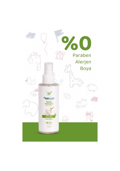 Baby İcon %100 Doğal Bebek Kolonyası 150 Ml Pudra Kokulu Bitkisel Vegan İçerik 709