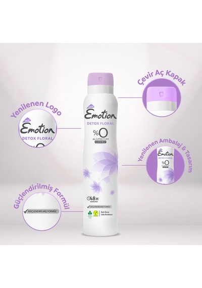 Emotion Detox Floral Kadın Alüminyumsuz Vegan Deodorant 4x200 Ml