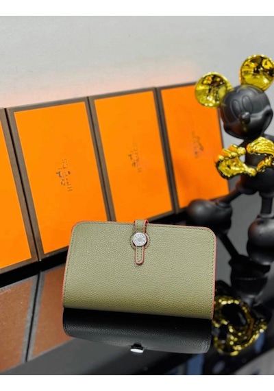 Gesshop Kadın H Kırmızı Kartlık Cüzdan Açık Yeşil