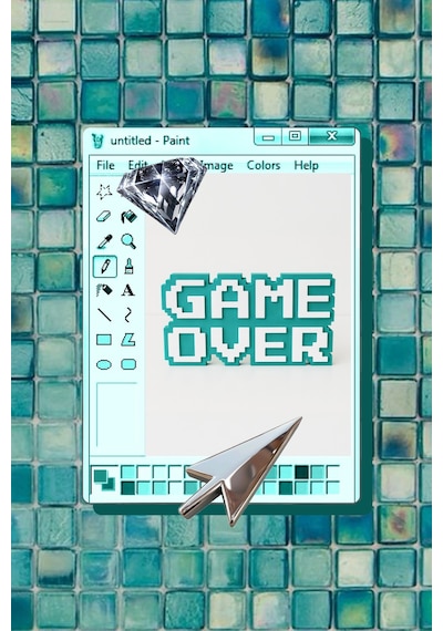 Retro Game Over Kabartmalı Dekoratif Obje - Turkuaz Masaüstü Ve Duvar Süsü Hediye