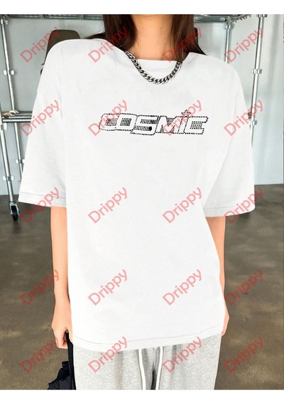 Flood Of Style Unisex Cosmic Baskılı Tshirt Beyaz