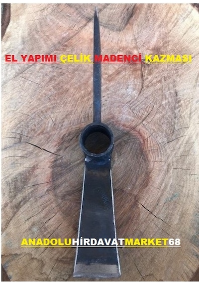 El Yapımı Madenci Kazması Kazı Yapma Baltası Sivri Çift Agız
