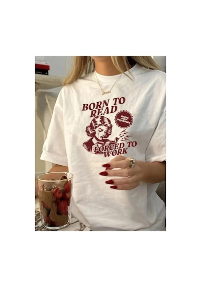 Tarzsokak Unisex Baskılı Oversize %100 Pamuk Beyaz
