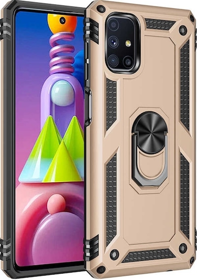 Samsung Galaxy Uyumlu M51 Kılıf Sert Silikon Yüzüklü Stand Özellikli Kapak