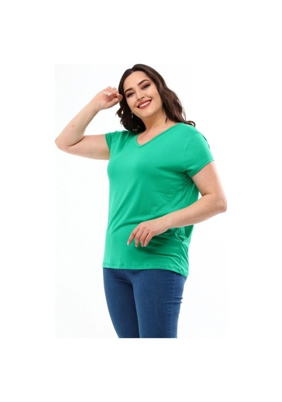 Aytemas V Yaka Basic Bluz Yeşil