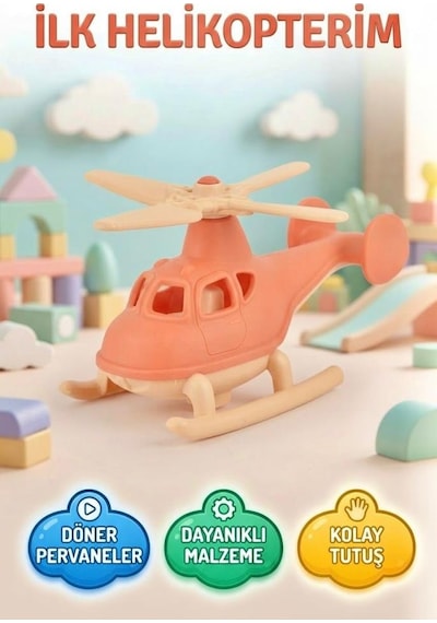 TıfılToys İlk Helikopterim Turuncu Güvenli Eğitici Turuncu 15 Cm Oyuncak Helikopter