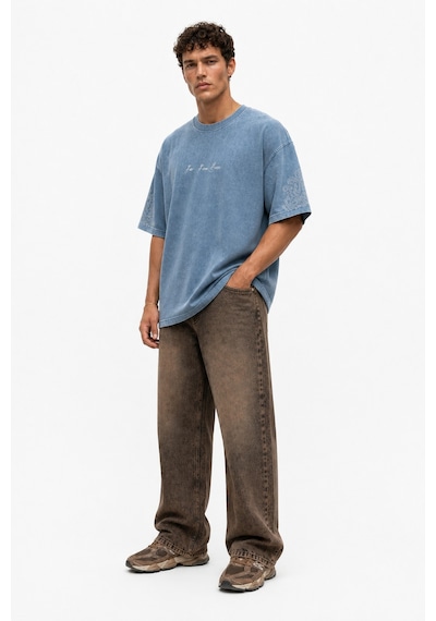 Respire Erkek Far From Basic Yıkamalı Oversize T-shirt Bebe Mavi Bebek Mavisi
