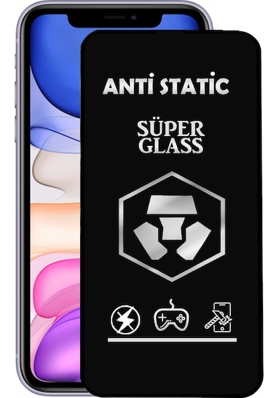 Apple Uyumlu iPhone 11 Tam Kaplayan Anti Statik Dayanıklı Süper Cam Ekran Koruyucu