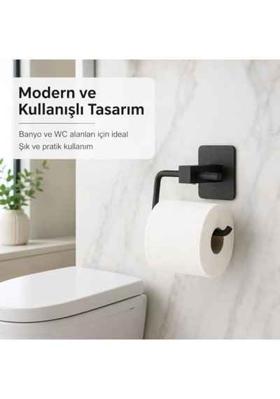 Yapışkanlı Siyah Kare Açık Tuvalet Kağıtlığı Wc Kağıtlık Tuvalet Kağıdı Askısı Diğer