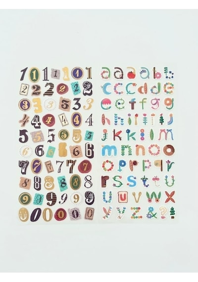 Vintage Harfler Rakamlar Ve Semboller Temalı 6 Yaprak 289 Adet Sticker Set/etiket/çıkartma Genel