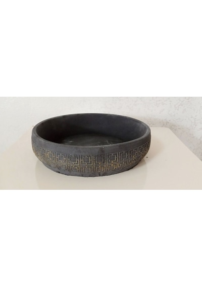 Beton Aranjman Ve Bonsai Saksısı Ağız Çap 25-30 Cm Çap Antrasit Gold