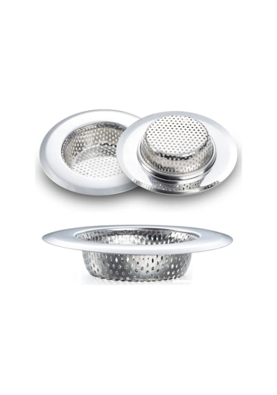 2 Adet Büyük Boy Paslanmaz Çelik Lavabo Süzgeci 11,5 Cm Mıt1357 Gümüş
