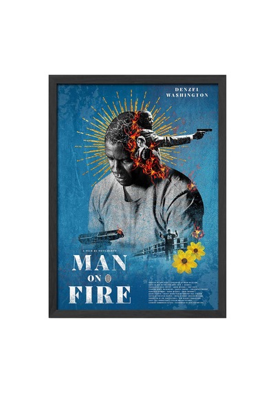 Man On Fire Gazap Ateşi Siyah Ahşap Çerçeveli Poster, Film Duvar Tablosu
