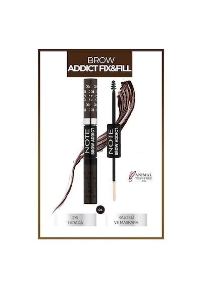 Note Cosmetics Brow Addict Fix&Fill Kaş Farı ve Maskarası 2'si 1 Arada - 04 Grey Brown