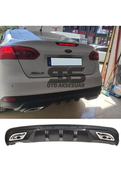 Ford Focus 3 Difüzör Arka Tampon Eki 2 Egzoz Çıkışlı Siyah