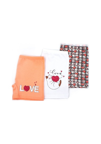 Öts Kız Çocuk 3 Lü Pamuklu Boxer Baskılı Ergonomik Tasarım 8707-3 Renkli