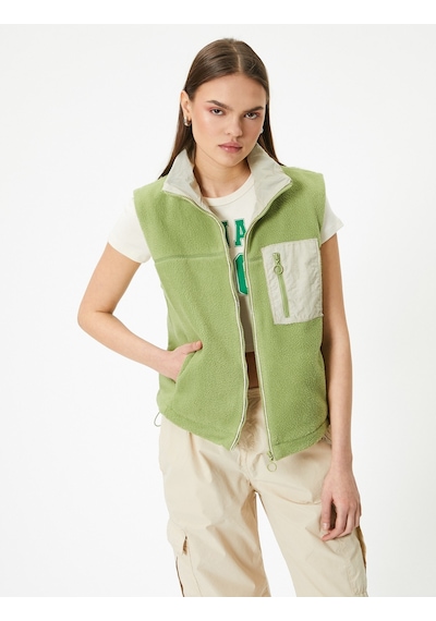 Koton Polar Outdoor Yelek Dik Yaka Cepli Yeşil 4sal20052ıw Yeşil