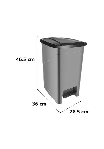 Omnipazar Srl-3029 Slim Pedallı Plastik Çöp Kovası İç Kovalı 25 Lt Antrasit