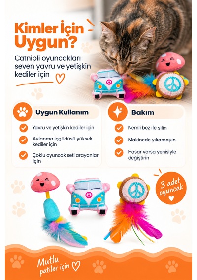 Petstages Festival Catnipli Kedi Çiğneme Oyuncağı 3' Lü Paket