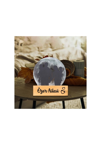 Işıklı Pleksi Dolunay Kişiselleştirilebilir Dekoratif Biblo Family 4 Kişilik Aile Anahtar Askılığı Gri - 740034972