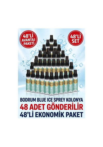 Blue Ice Buzul Ferahlığı Kolonyası 60 Ml Sprey Başlıklı 48'li Paket 80 Cep Boy Toptan Set