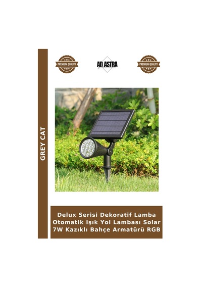 Delux Serisi Dekoratif Lamba Otomatik Işık Yol Lambası Solar 7w Kazıklı Bahçe Armatürü Rgb