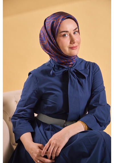 Silk Home Twill İpek Eşarp Line Lacivert Çok Renkli