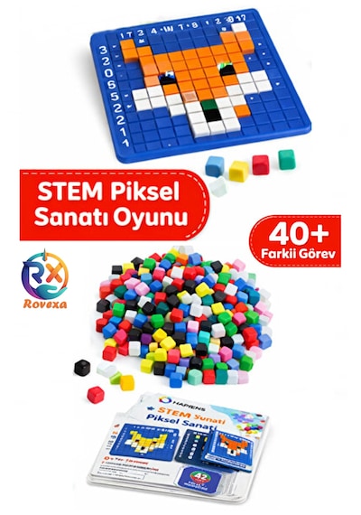Stem Piksel Kodlama Seti 402 Parça Eğitici Zeka Oyunu Mozaik Puzzle Algoritma Geliştirici Oyuncak 5+