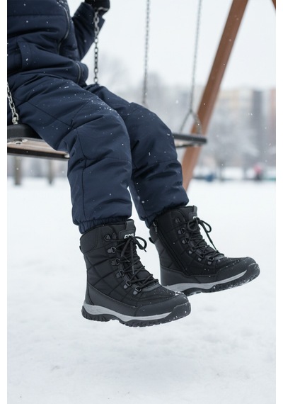 Siyah Polarlı Kaymaz Taban Soğuğa Dirençli Unisex Çocuk Bot Felix F Siyah