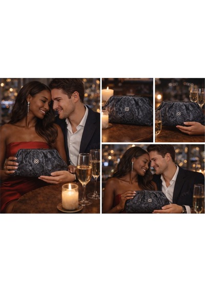 Dukidaso Siyah Yılan Derisi Desenli Büzgülü Kadın Portföy Çanta Siyah T8302