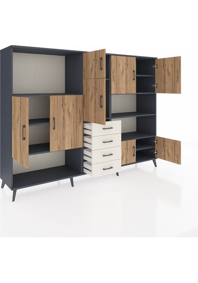 Hyperion Dolap 9 Raflı 4 Çekmeceli 8 Kapaklı 220x44x163 Antrasit-çam/aytaşı Atlas Çam/aytası - Antrasıt Hyperion Dolap 9 Raflı 4 Çekmeceli 8 Kapaklı 220x44x163 Antrasit-çam/aytaşı Atlas Çam/aytası - Antrasıt