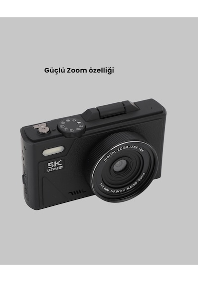 5k Uhd Dijital Kamera 75mp Sensör 18x Zoom Stabilizasyonlu