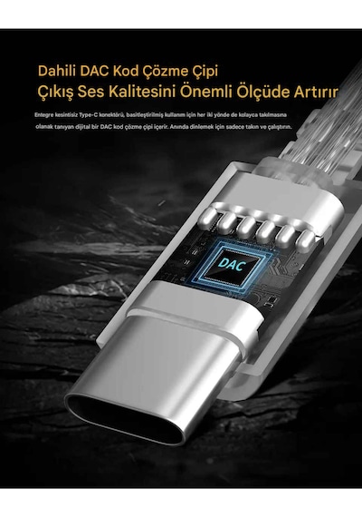 Kz Type-c Gümüş Dac Kulaklık Kablosu Mikrofonlu